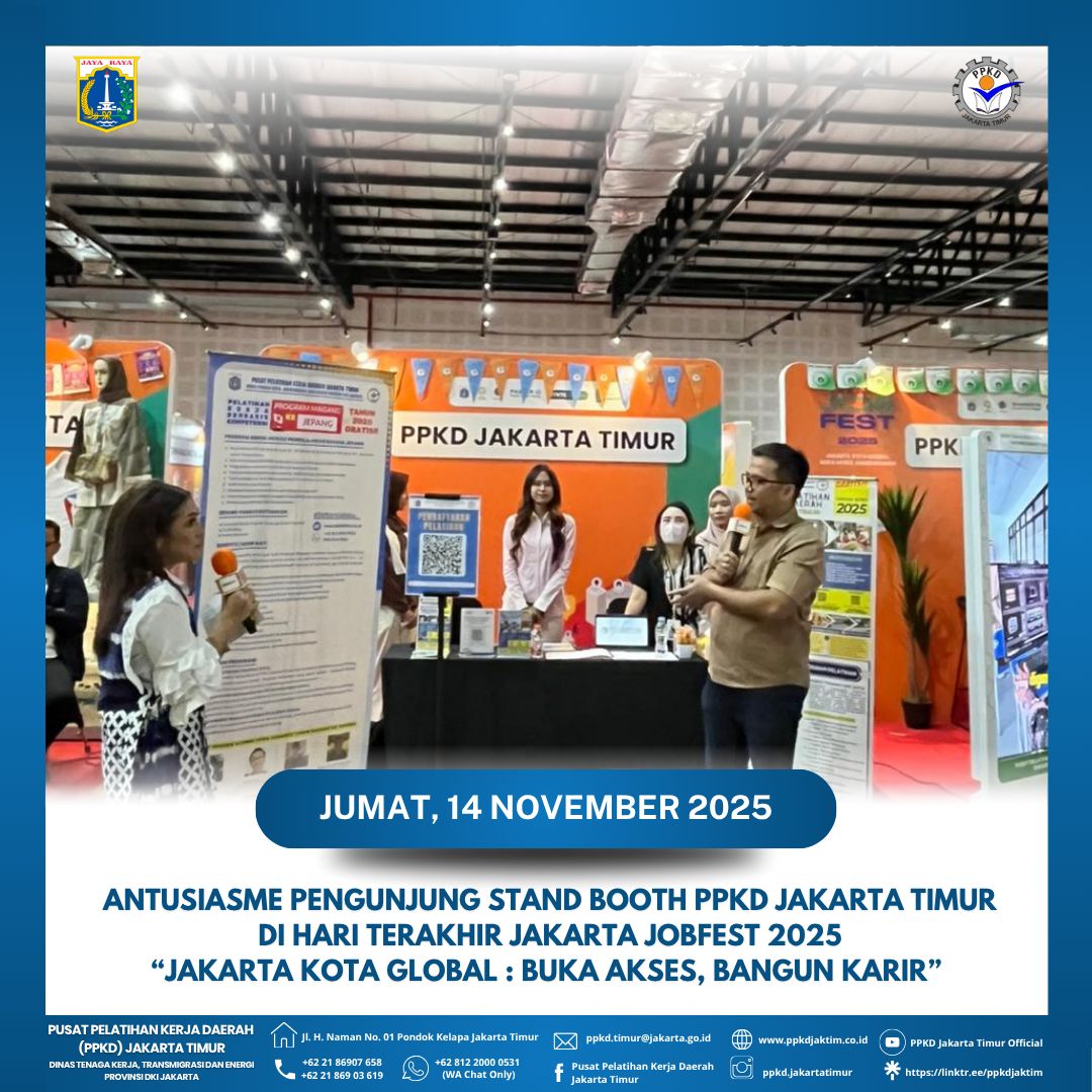 Antusiasme Pengunjung Stand Booth PPKD Jakarta Timur di Hari Terakhir Jakarta Jobfest 2025 “Jakarta Kota Global : Buka Akses, Bangun Karir”