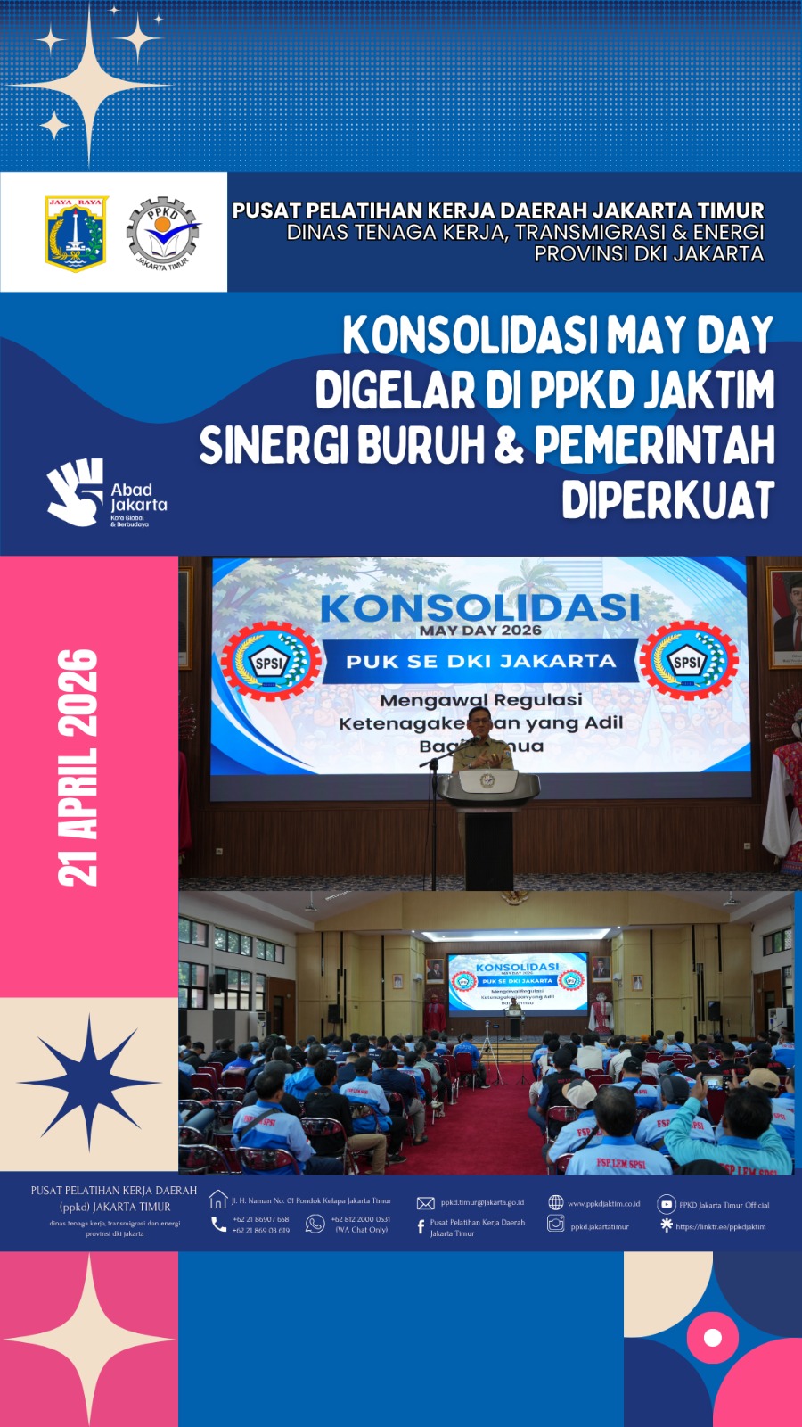 Konsolidasi May Day Digelar di PPKD Jaktim Sinergi Buruh dan Pemerintah Diperkuat